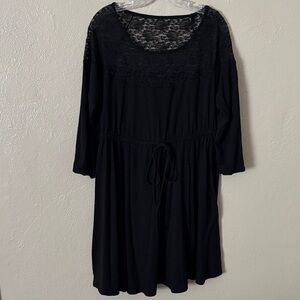 Torrid Lace Inset Midi Skater Dress Black Size 0 (Large)